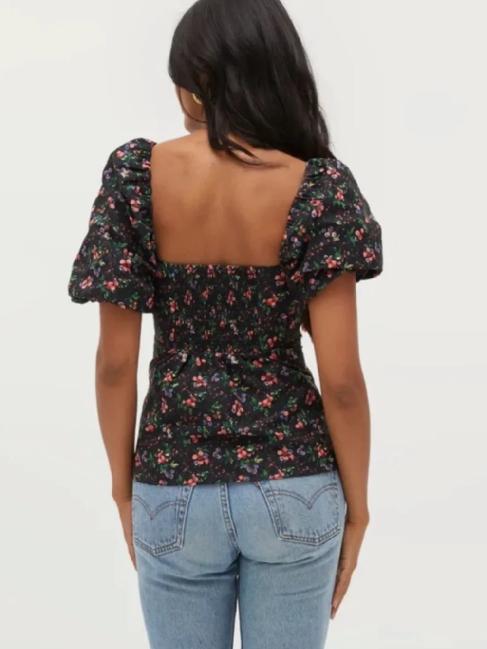 HILL HOUSE | The Matilda Puff Sleeve Top in Multi Berry Taffeta, Size Large